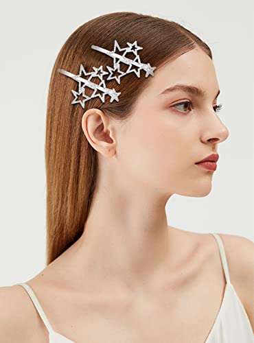 8 Adet Beş köşeli İçi Boş Yıldız Saç Klipleri Taklidi Yıldız Saç Tokası Gümüş Metal Saç Tokalarım Zarif Geometrik saç tokası
