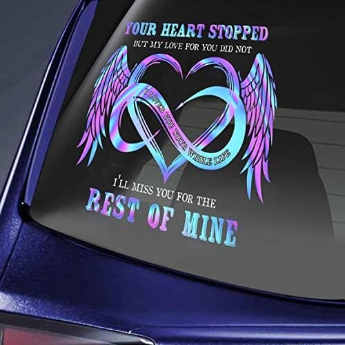 Melek Kanatları Kalp Durdu Seni Özleyeceğim Geri Kalanı için Benim Çıkartması Infinity Kalp Kanatları Sticker Araba Çıkartması