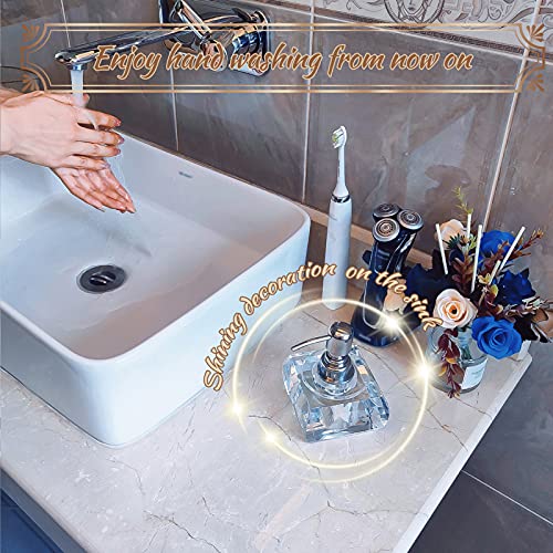 QTQZDD Banyo için Kristal Cam Sabunluk, Paslanmaya Dayanıklı Paslanmaz Çelik Pompalı Modern Dekoratif El Sabunluğu, Mutfak