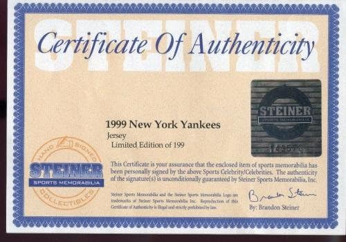 1999 New York Yankees Beyzbol Takımı İmzalı İmza OTOMATİK ÇERÇEVELİ Jersey STEİNER İmzalı MLB Formaları