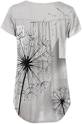 QCEMENİ Bayan Tunik Üstleri Gizlemek Göbek 2023 Yaz Kısa Kollu T Shirt Sevimli Akıcı Grafik Baskı Gömlek Casual Şık Bluzlar
