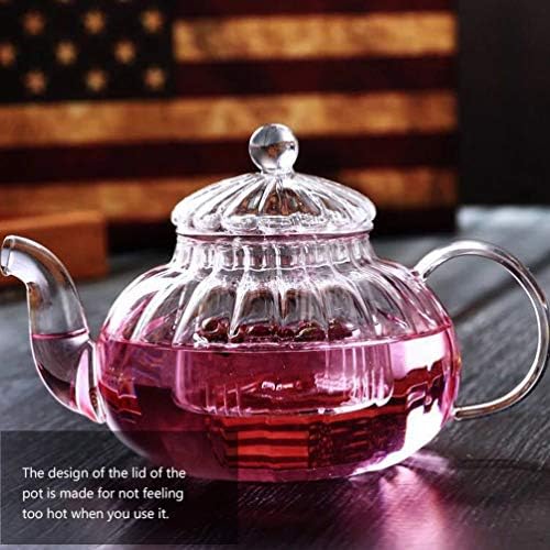 DOITOOL Retro Dekor Cam çaydanlık Demlik ile Cam Çaydanlık Kabak Cam Çaydanlık Stovetop Güvenli çay su ısıtıcısı Çiçeklenme