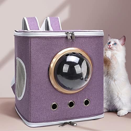 SAMAN Tuval Nefes Uzay Kapsülü Açık Çanta Taşıyıcı Kedi Köpek Pet Seyahat Sırt Çantası (Renk: Mor)