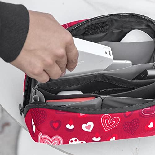 Kadın ve Kız Kırmızı Kalp ve mumlar desen makyaj çantası ferah kozmetik çantası kılıfı çanta çanta Fermuarlı