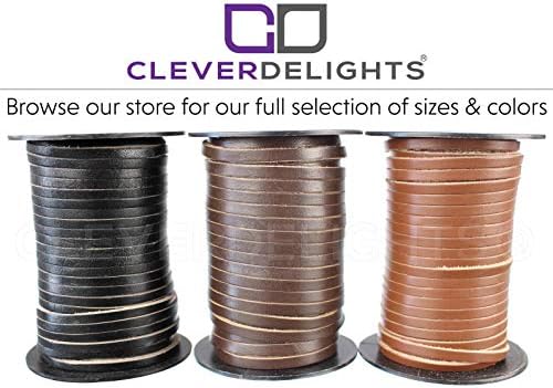 CleverDelights 4mm Kahverengi Hakiki Deri Düz Kordon - 75 Feet-İnek Derisi Deri Kayış