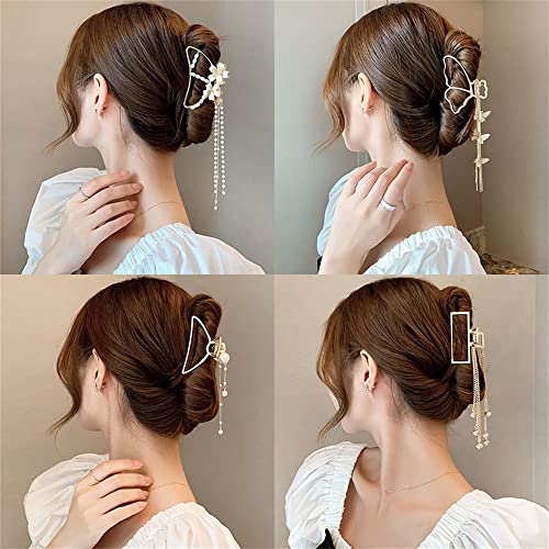 Oymak Metal Saç Pençe İnci Püskül Tokalar Kadınlar Kız İçin Vintage Geometrik saç tokası Takı saç aksesuarları