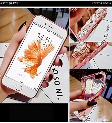 Ykybhx iPhone 11 Pro Kılıf Ayna ile uyumlu, kristal Kakma Elmas Çiçekler Rhinestone Glitter Bling Ayna Geri Kızlar Kadınlar