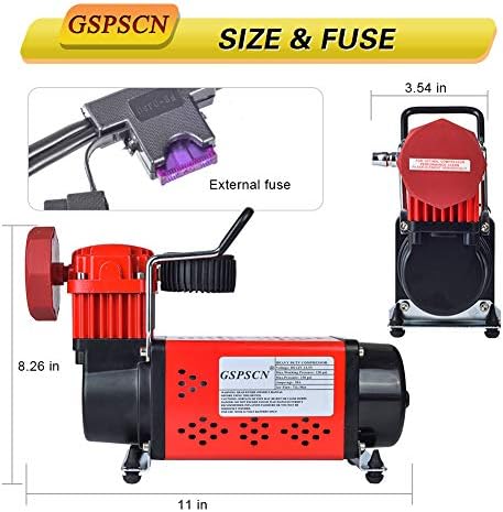 GSPSCN Taşınabilir 12 V Hava Kompresörü Pompası, 150PSI Kırmızı Lastik Şişirme, Ağır Otomatik Hava Pompası, Araba için, Kamyon,