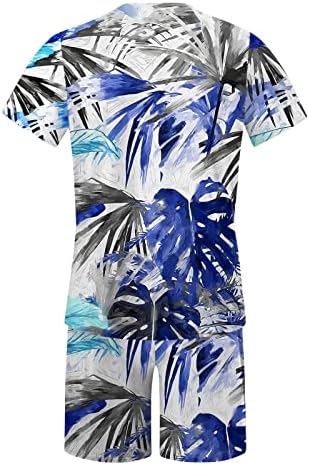 Erkekler İlkbahar Yaz Takım Elbise Plaj Kısa Kollu Spor Baskı Gömlek Kısa Set 2 Parça Gömlek pantolon seti Cep ile Bir Kravat