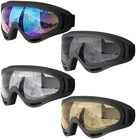 Dapaser 4 Paket Kayak Gözlüğü, Yetişkinler için Kış Sporları Gözlükleri Çocuklar Kar Gözlüğü