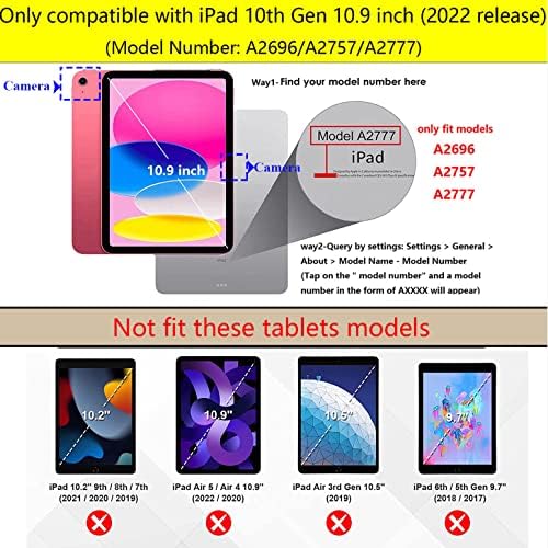 UUcovers iPad 10th Nesil 10.9 inç Kılıf 2022 Standı / kalemlik Stylus / Kart Cebi [Otomatik Uyandırma/Uyku] akıllı Folio