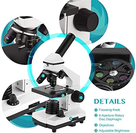 JAHH Mikroskop 64X-640X Profesyonel Biyolojik Mikroskop Yukarı/Aşağı LED Monoküler Mikroskop Öğrenciler Çocuklar için Eğitim