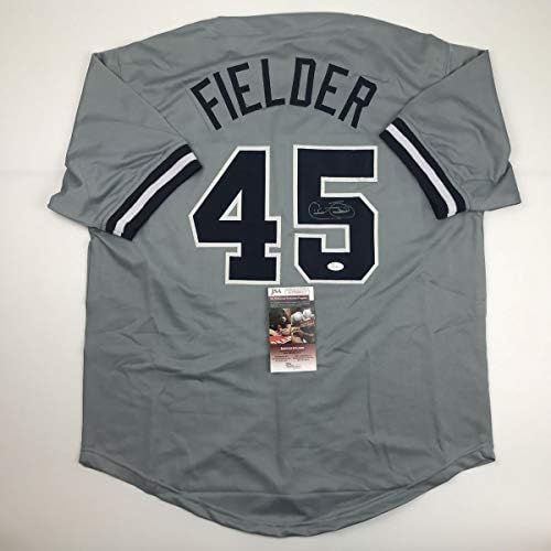 İmzalı / İmzalı Cecil Fielder New York Gri Beyzbol Forması JSA COA