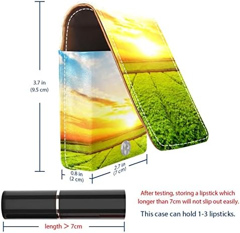 Güneşli Çayır Manzara Makyaj Ruj Kılıfı Dış Taşınabilir Seyahat kozmetik çantası