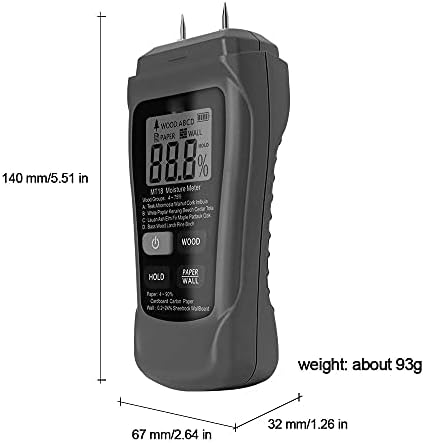 LUKEO MT-18 0-99. 9% İki Pimli Dijital Ahşap Metre Kağıt nem test cihazı Duvar Higrometre Kereste Nemli Dedektör