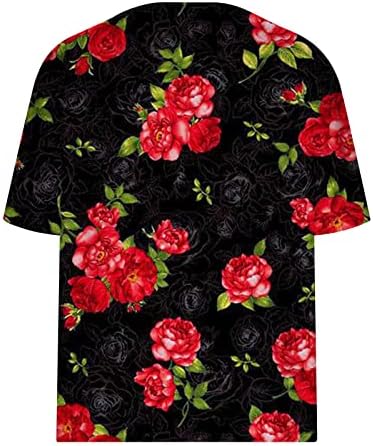 Gevşek Fit T Shirt Kadın Artı Boyutu Çiçek Baskı Bluz V Boyun Kısa Kollu Tunik Üstleri Yaz Casual Gömlek
