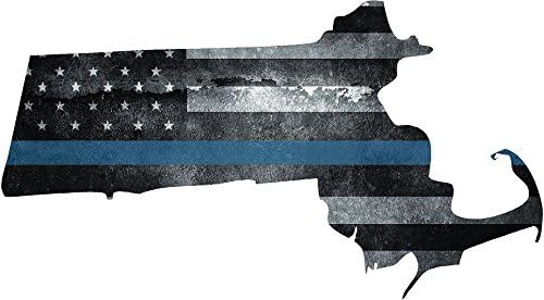 Vinil Bindirmeleri 720 5 MA Massachusetts Eyalet İnce Mavi Çizgi Püskü Amerikan Bayrağı Polis Sticker Araba Tampon Pencere
