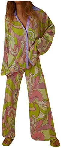 Kadınlar için iki Parçalı Kıyafetler pantolon seti Düz Renk Retro Pantolon Eşofman Spor Takım Elbise Yaka Hırka Açık Pantolon