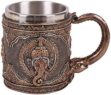 Pasifik Hediyelik Eşya PT Ganesha Koleksiyon Reçine Heykelcik İçilebilir Kahve Kupa Çıkarılabilir Paslanmaz Çelik İç