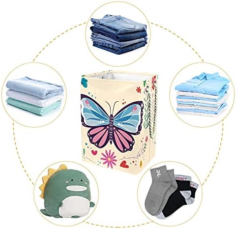 Doğal Kelebek Çiçek Büyük çamaşır sepeti Kolay Taşıma Kolu İle, Su Geçirmez Katlanabilir çamaşır sepeti eşya kutuları Çocuk