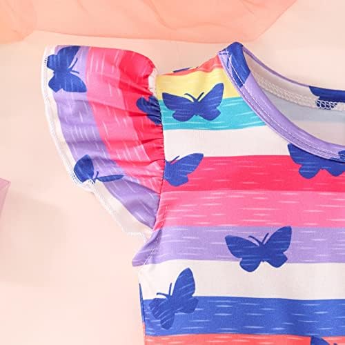 KAGAYD Bebek Kız Parti Elbise Toddler Kız Fly Kol Karikatür Kelebek Şerit Baskılar Yaz Plaj Sundress Parti Elbiseler (Sıcak