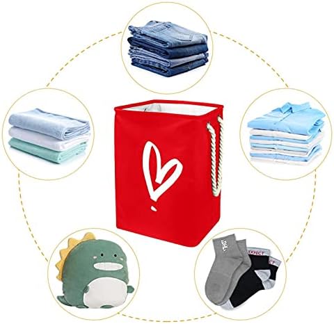 Su geçirmez çamaşır sepeti Büyük Katlanabilir çamaşır sepeti Kolu İle 4 Ayrılabilir Çubuk, Kalp Kırmızı Yatak Odası giysi