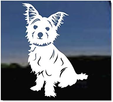 Morkie / Malta Yorkie Karışık Cins NickerStickers Vinil Köpek Pencere Çıkartması-Dik Kulaklar