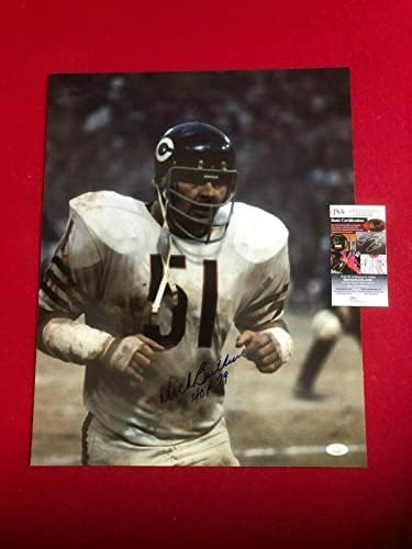 Dick Butkus, İmzalı (JSA) 16x20 Fotoğraf w/HOF Ins. - İmzalı NFL Fotoğrafları