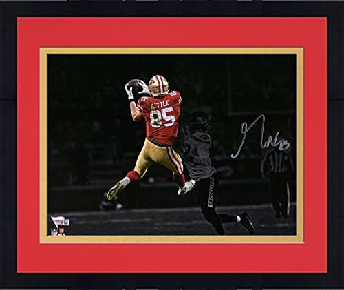 Çerçeveli George Kittle San Francisco 49ers İmzalı 11 x 14 Spot Işığı Fotoğrafı - İmzalı NFL Fotoğrafları
