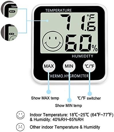 SoeKoa Dijital Termometre Kapalı Higrometre Nem Ölçer Oda Sıcaklığı Monitörü Büyük lcd ekran Max/Min Kayıtları Ev Araba Ofis