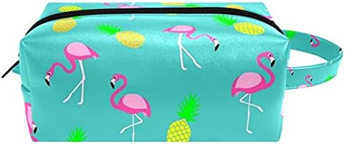 LEVEIS Flamingo Ananas Mikrofiber Deri Makyaj Çantası Kılıfı Su Geçirmez Seyahat Kozmetik Çantası Taşınabilir Kullanışlı