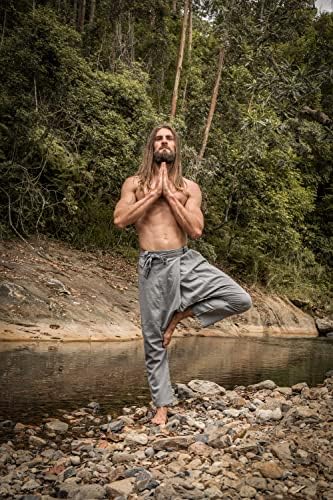 AJJAYA Erkek Gri pamuklu pantolonlar Bırak Crotch harem Alibaba Yoga Rahat Nefes Bir Boyut Gevşek Fit Festivali Boho Hippi
