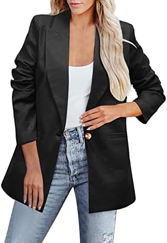 Kadın Rahat Katı Uzun Kollu Yaka Düğmesi İnce Çalışma Ofisi Sonbahar İnce Blazer Ceket kadın Blazers Takım Elbise Ceketleri
