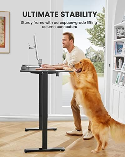 ErGear Yüksekliği Ayarlanabilir Elektrikli ayaklı masa, 48x24 İnç Oturmak ayaklı masa, Bellek Bilgisayar Ev Ofis Masası (Siyah)