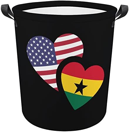 Gana ABD Bayrağı çamaşır sepeti Katlanabilir çamaşır Sepeti giysi çantası saklama kutusu Ev Otel için Kolları ile