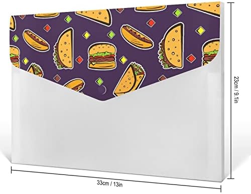 Hamburger ve Tacos A4 Klasörleri 6 Cepler Akordeon dosya düzenleyici Su Geçirmez Belge Klasörü