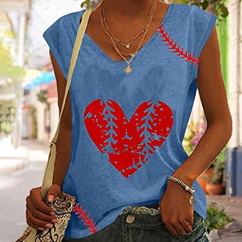 Beyzbol tank Top Kadınlar için Sevimli Aşk Beyzbol grafikli tişört Bluz Casual Kolsuz Beyzbol Maç Hediyeler Gömlek