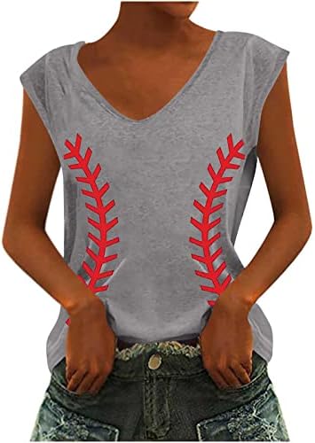 Beyzbol tank Top Kadınlar için Sevimli Aşk Beyzbol grafikli tişört Bluz Casual Kolsuz Beyzbol Maç Hediyeler Gömlek