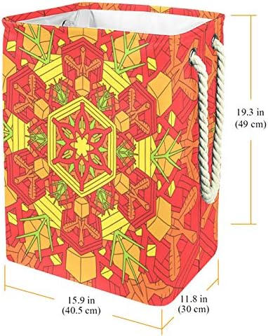 DEYYA Su Geçirmez çamaşır sepetleri Uzun Boylu Sağlam Katlanabilir Kırmızı çiçek dürbünü Geometrik Desen Baskı Sepeti Yetişkin
