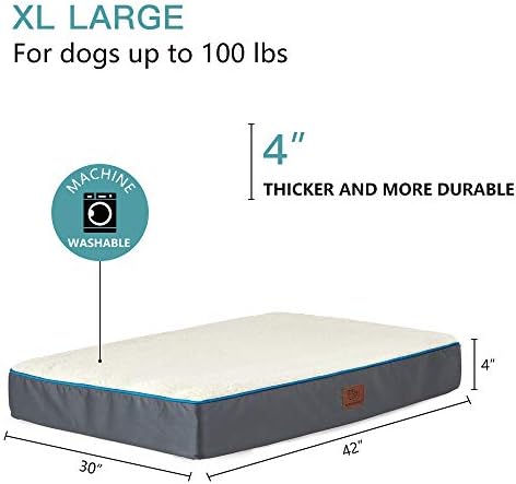 Büyük ve X-Large Köpekler için SunStyle Home Ortopedik Köpük Köpek Yatağı, Su Geçirmez Çıkarılabilir Kapaklı 100 lbs'ye Kadar,