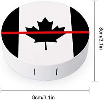 İtfaiyeciler Kırmızı Çizgi Kanada Yuvarlak Durumda Kontakt lens kiti saklama kutulu ayna Baskılı