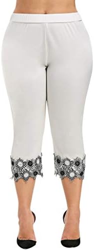 Meymıa Dantel Tayt Kadınlar için Yüksek Belli Karın Kontrol Capri Kırpılmış Tayt Artı Boyutu Streç Tayt Yoga Pantolon