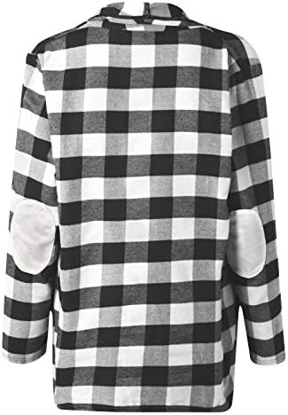 TUNUSKAT Shacket Ceket Kadın Rahat Ekose Uzun Kollu Flanel Gömlek Güz Bahar Yaka Düğmesi Aşağı Hırka Mont Gevşek Fit