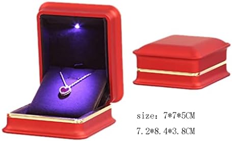 Kalın Düğün led ışık halkası Kutusu Nişan Lüks Piyano Boya Takı Hediye Ekran Organizatör Kutuları (Renk: Kırmızı, Boyut:
