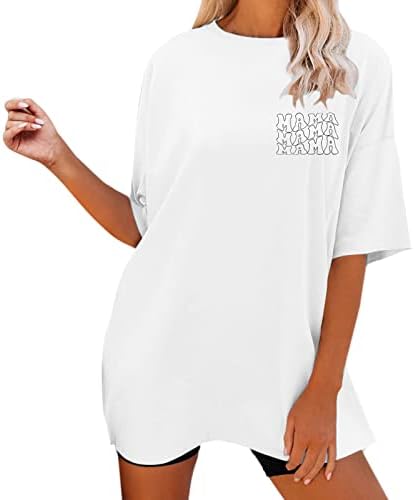 Kadın Büyük Boy T Shirt Yuvarlak Boyun Grafik Tees Mektubu Baskı Kısa Kollu Casual Yaz Üstleri Gevşek Giysiler
