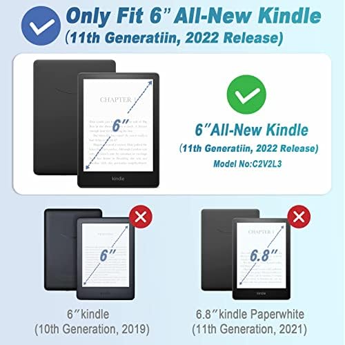 Daha iyi seçim-Paket: Eller Serbest Stand 6 Kindle 2022 Kılıfı ve Ultra Hafif 6 Kindle 2022 Kılıfı
