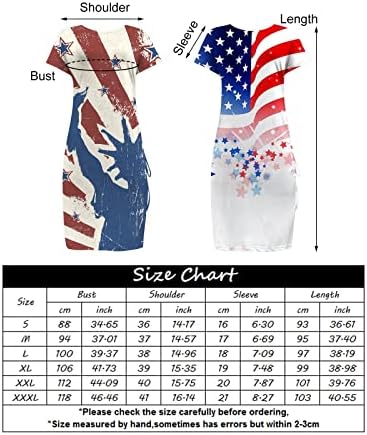 Hafif yaz elbisesi Bağımsızlık Günü Kadın Amerikan Bayrağı Desenleri Rahat İpli Yarık İnce Elbise 4