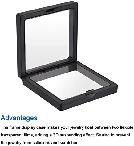 MECCANİXİTY Yüzen Çerçeve Ekran Tutucu Standı 3D Takı Ekran Kutusu Tabanı ile 4. 33x4. 33x0. 79 inç Siyah 6'lı paket