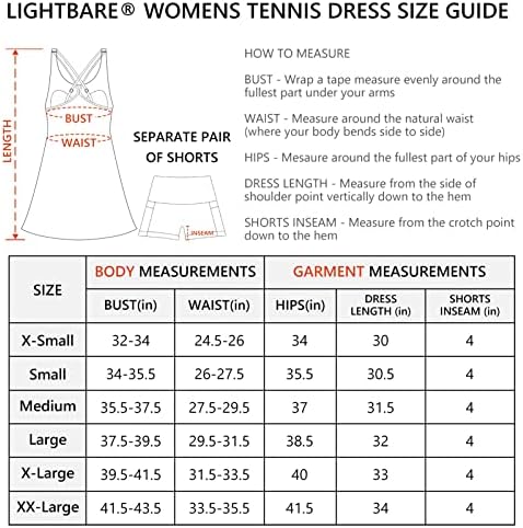 Lightbare kadın Tenis Elbise ile Dahili Sutyen ve Ayrılabilir Şort Ayarlanabilir Sapanlar UPF 50 + Hızlı Kuru
