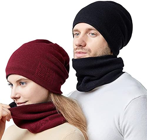 KEUSN Kış Şapka Kadınlar Kadınlar ve Erkekler için Kış Örgü Sıcak Şapka Eşarp Çift PurposeHat Kulak Rüzgar Geçirmez Kap Mens